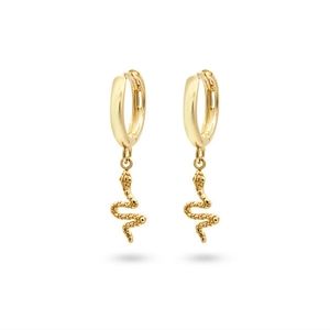 10K Solid Gold Snake Huggie Earrings